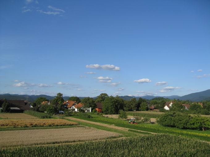 Herrenwegbrcke: Blick Unterdorf Denzlingen