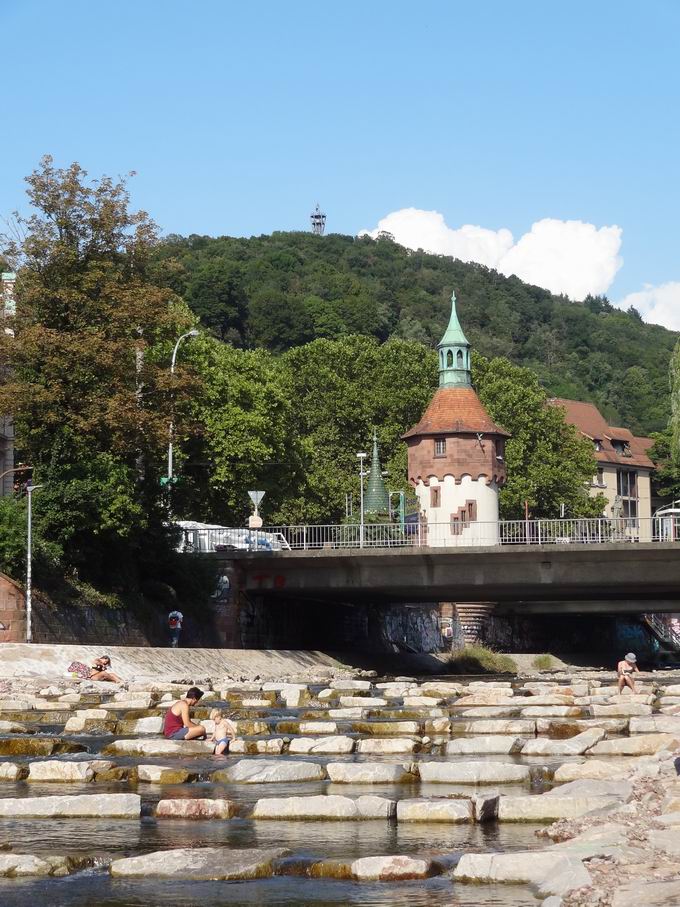 Fischtreppe Schwabentorbrcke: Blick Schlossbergtrum