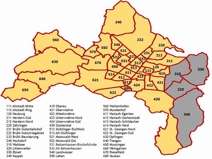 Stadtbereich Freiburg-Ost