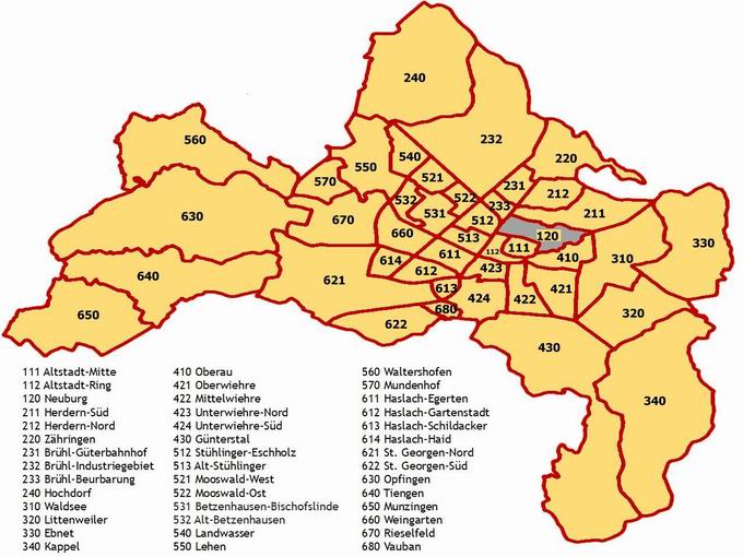 Stadtbezirke Freiburg-Neuburg (120)