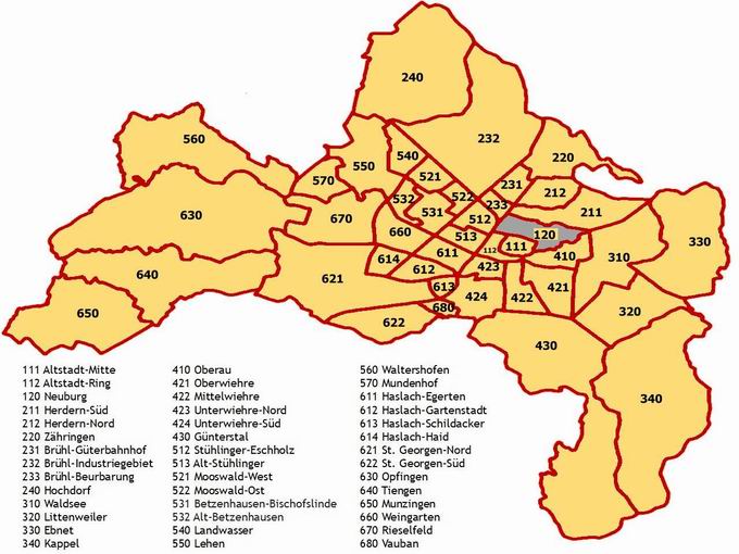 Stadtbezirke Freiburg-Neuburg (120)