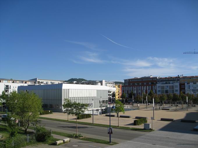 Stadtteilpark Rieselfeld: Blick Glashaus