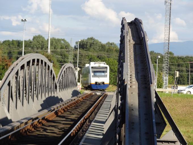 SWG Bahn auf der Eisenbahnbrcke Riegel
