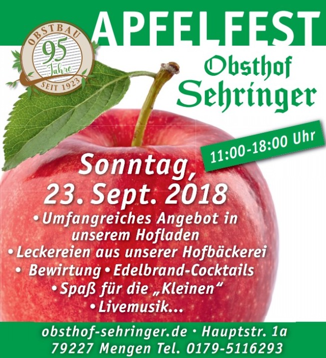 Apfelfest Obsthof Sehringer 2018