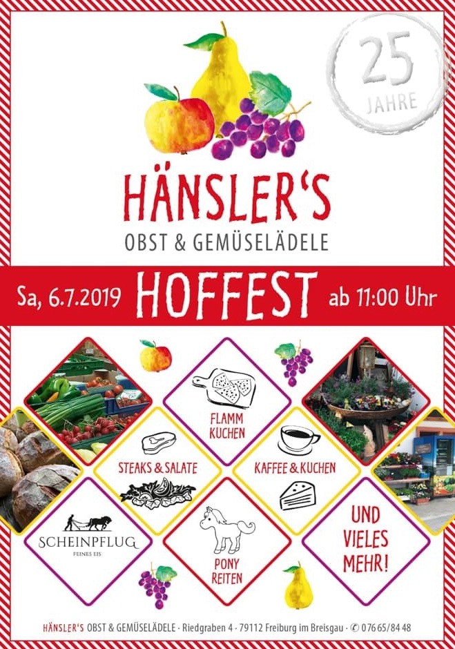 25 Jahre Hänsler‘s Obst- und Gemüselädele 25 Jahre Hänsler‘s Obst- und Gemüselädele