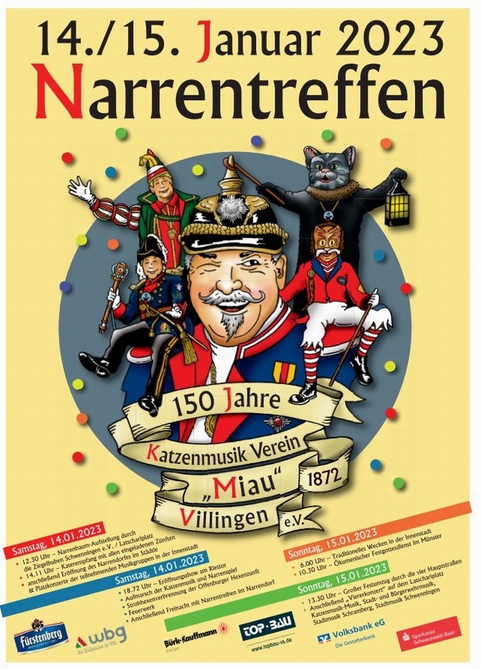 Narrentreffen 150 Jahre Katzenmusik Villingen 2023