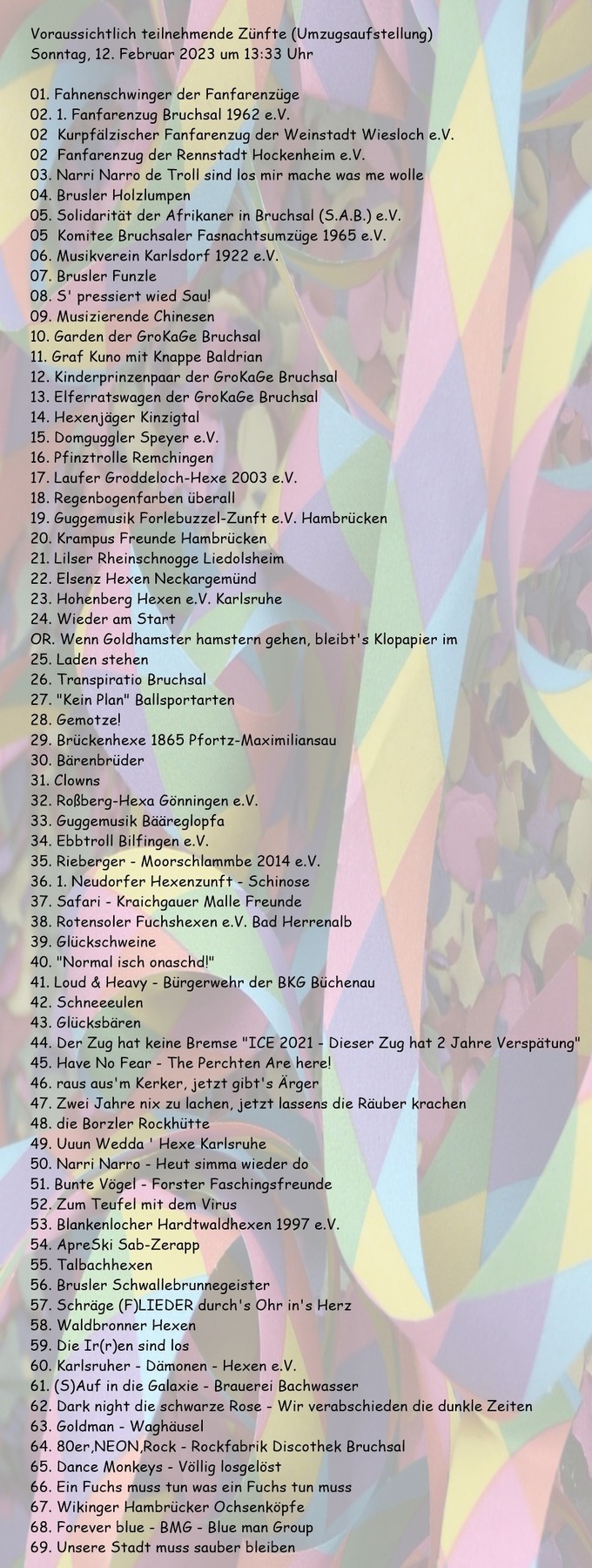 Fasnachtsumzug Bruchsal 2023 Fasnachtsumzug Bruchsal 2023