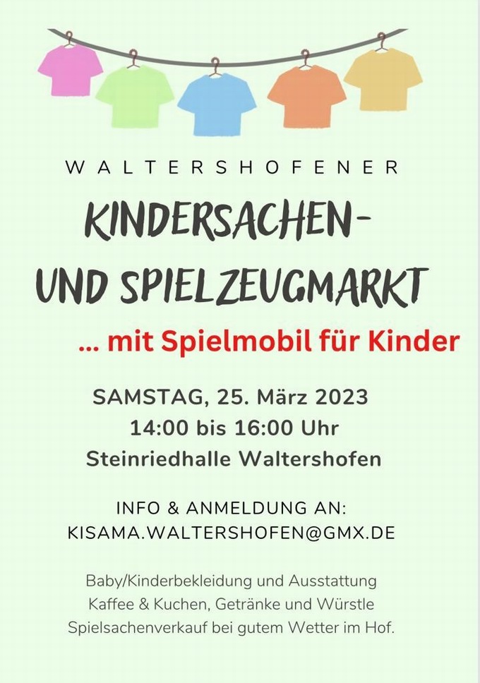 Kindersachenmarkt Waltershofen Frühjahr 2023 Kindersachenmarkt Waltershofen Frühjahr 2023