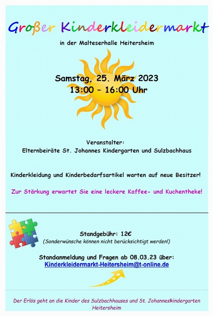 Kinderkleidermarkt Heitersheim Frühjahr 2023 Kinderkleidermarkt Heitersheim Frühjahr 2023