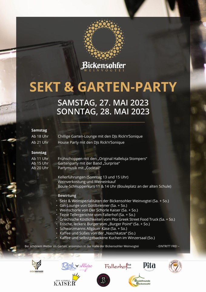 Sekt- und Gartenparty Bickensohl 2023