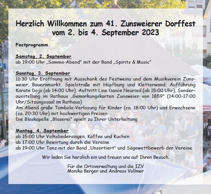 Zunsweierer Dorffest 2023