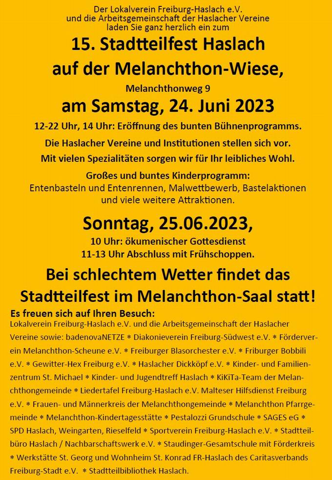 Stadtteilfest Haslach im Breisgau 2023