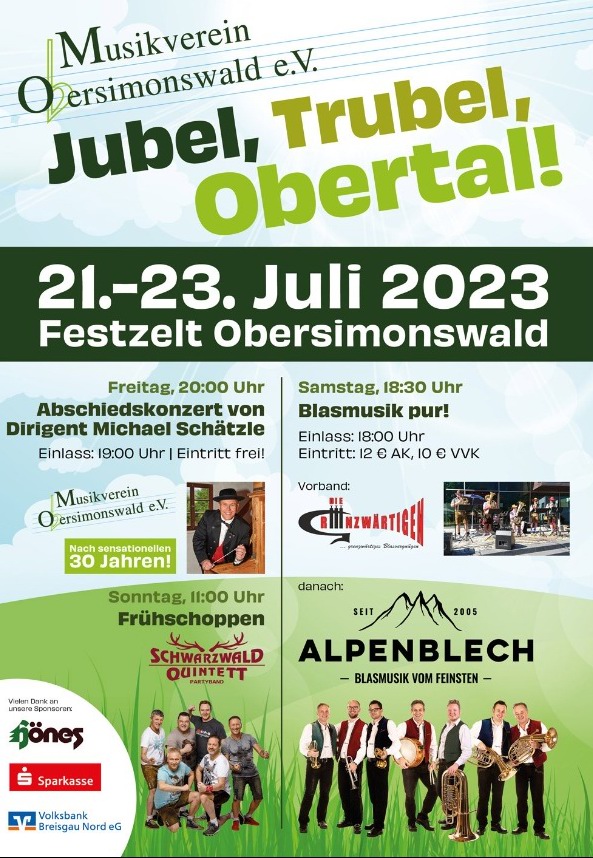 Jubel, Trubel, Obertal Obersimonswald 2023