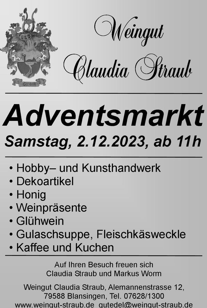Adventsmarkt Weingut Straub Blansingen 2023
