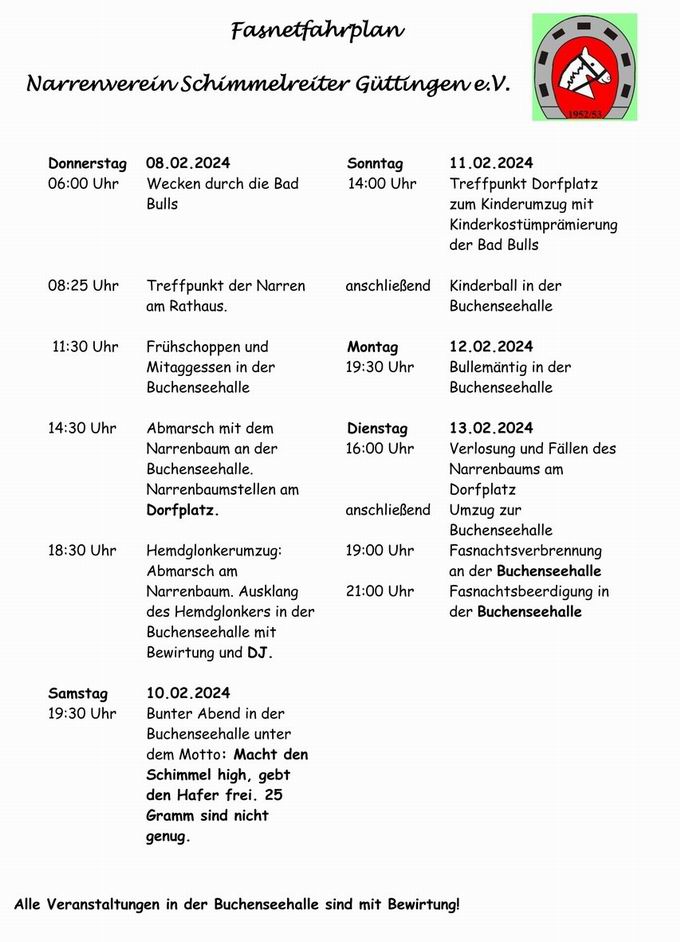Fasnetfahrplan Gttingen 2024