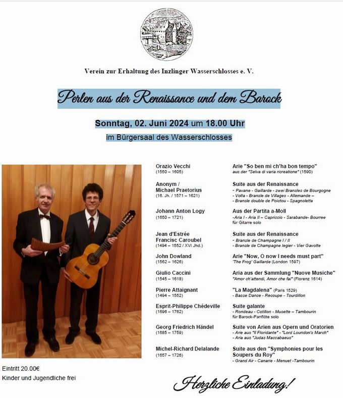 Konzert: Perlen aus der Renaissance und Barock in Inzlingen Konzert: Perlen aus der Renaissance und Barock in Inzlingen