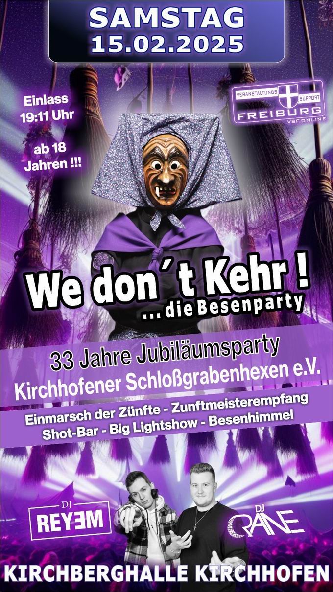 Jubiläumsparty 33 Jahre Kirchhofener Schloßgrabenhexen Jubiläumsparty 33 Jahre Kirchhofener Schloßgrabenhexen