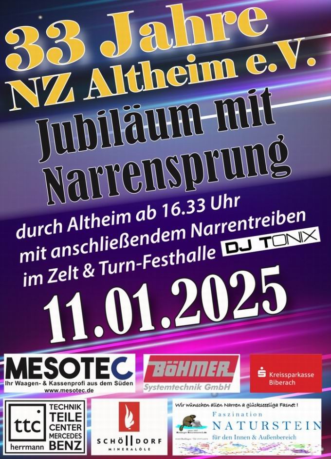 Jubiläumsumzug 33 Jahre Narrenzunft Altheim
