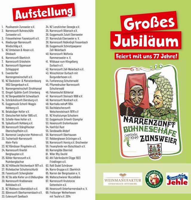 Jubil�umsumzug Narrenzunft Zunsweier 2026