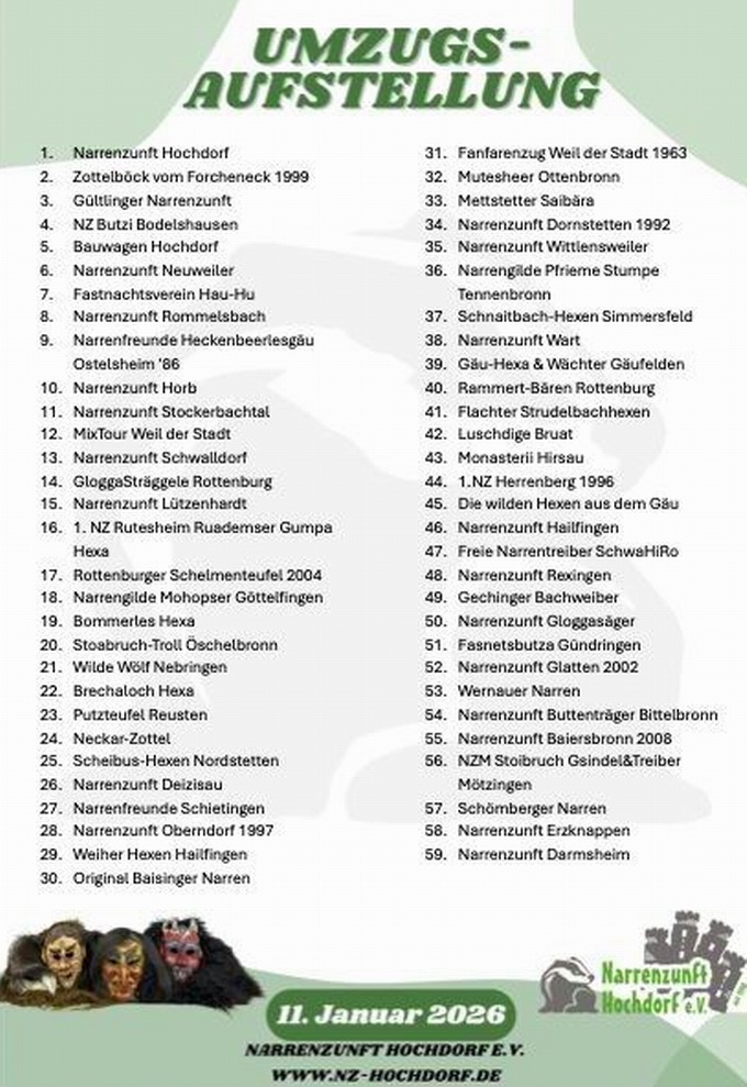 Gro�er Fasnetsumzug Nagold-Hochdorf 2026