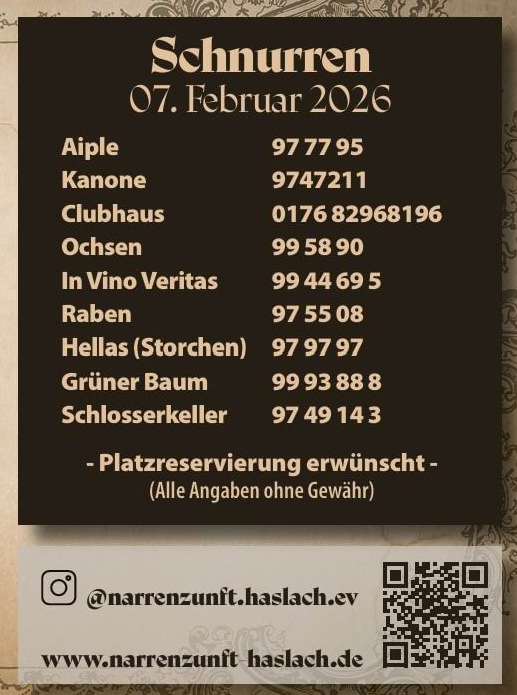 Fasentfahrplan Haslach im Kinzigtal 2026