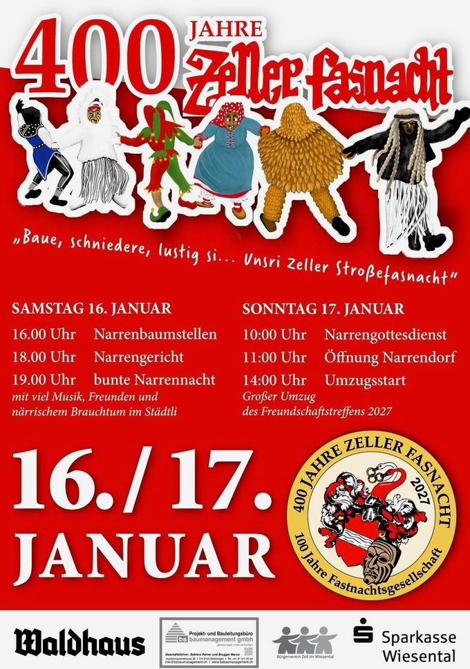 Freundschaftstreffen 400 Jahre Zeller Fasnacht